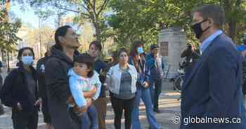 Protesters boo Andrew Scheer at Conservative rally favouring John A. Macdonald statue