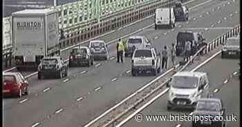 Long delays as M4 bridge's central reservation severely damaged in crash