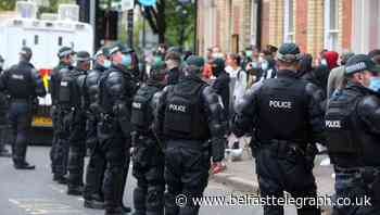 Mask demo at BBC’s Belfast headquarters met by counter-protest