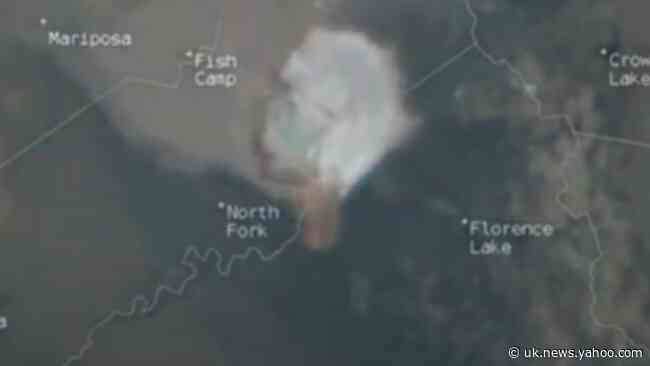 Wildfire Balloons Overnight in California's Sierra National Forest