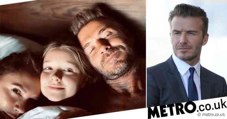 David Beckham shares cute snap cuddled up in bed with Victoria Beckham and daughter Harper