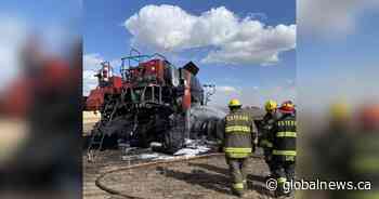 Combine fire not discouraging father and daughter farming duo
