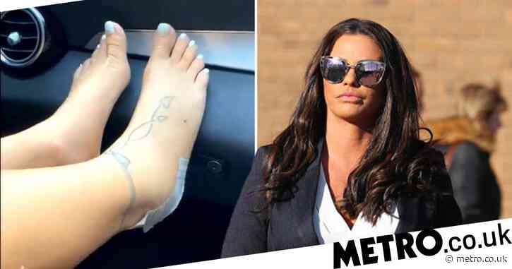 Katie Price sparks concern as she puts healing feet up on car dashboard as casts are removed