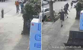 Video shows man on bicycle punch a woman on a Brooklyn street before he is chased down by firemen