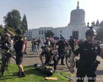 Pro-Trump and BLM protesters clash in violent scenes as experts warn election will bring social unrest