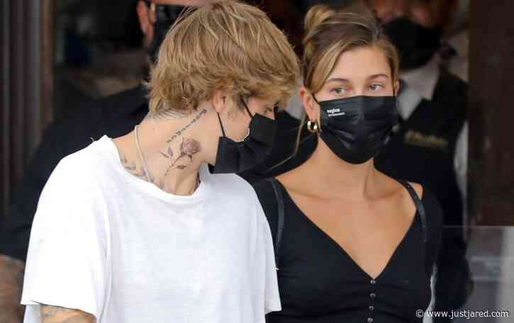 Justin Bieber Shows Off New Neck Tattoo While at Lunch with Hailey