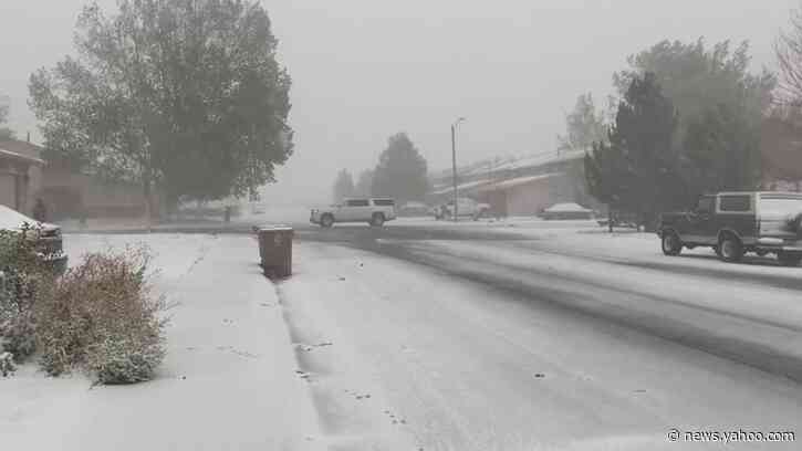 Wyoming blanketed in snow after wild temperature swing