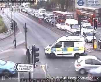 A406 North Circular near Palmers Green closed due to crash