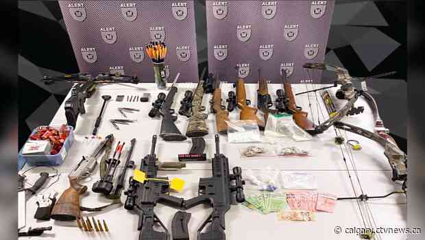 Drugs, guns and other prohibited weapons seized from property outside Medicine Hat