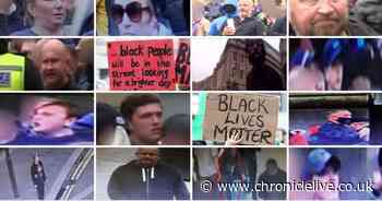 Faces of 14 people police want to speak to after violence erupted in Newcastle