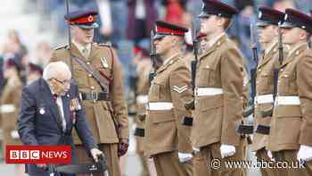 Captain Tom inspects Harrogate's Army Foundation College graduates