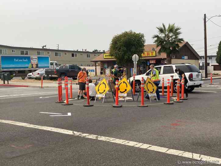 Costa Mesa testing traffic barriers on West 19th Street to slow traffic, improve safety