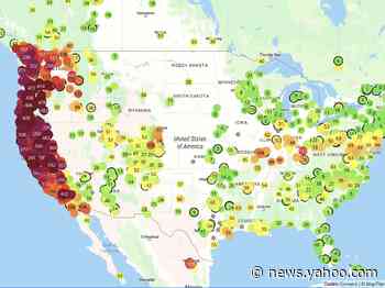 An ominous map shows the entire West Coast with the worst air quality on Earth as historic wildfires spew smoke