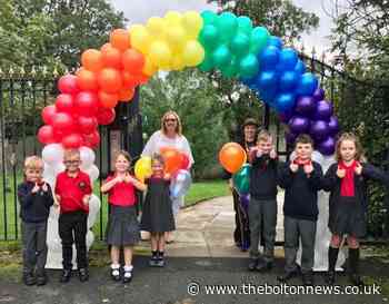 Bolton pupils met with rainbow to raise spirits on school return