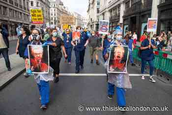 NHS workers demand better pay with London protest