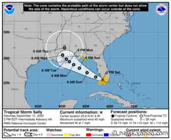 What is the path of Tropical Storm Sally? It could hit the U.S. coast as a hurricane