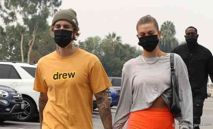 Justin Bieber & Wife Hailey Hold Hands En Route to a Saturday Morning Pilates Session