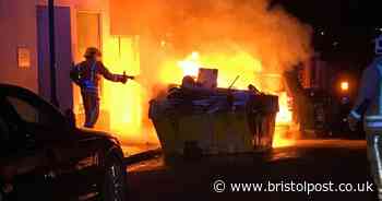 Bristol skip fire battled by fire fighters overnight