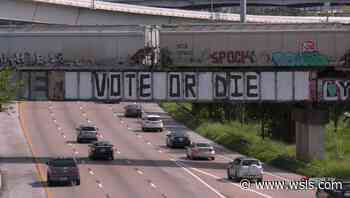 'Vote or Die' message painted on Houston bridge - WSLS 10