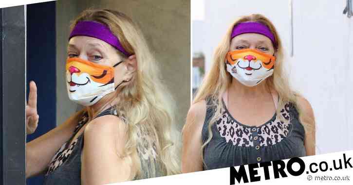 Carole Baskin is the coolest cat as she rocks a tiger mask for Dancing With The Stars rehearsals