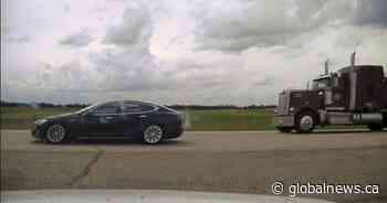 Alberta RCMP charge driver allegedly sleeping in a self-driving, speeding Tesla on Highway 2