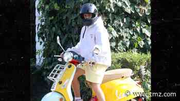 Justin Bieber Joy Riding Yellow Vespa in Los Angeles