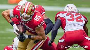 49ers TE Kittle ruled out with sprained knee