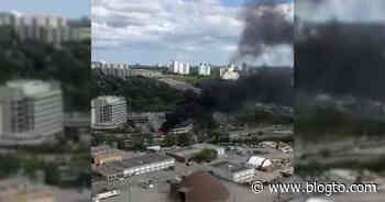 Fire outside Toronto hospital blasts thick black smoke into the sky - blogTO