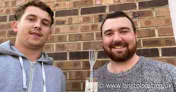 Men find very long fork on Bristol street