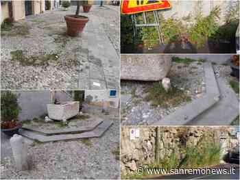 Sanremo: l’erba cresce rigogliosa tra la pavimentazione di piazza San Siro e ai bordi delle strade (Foto) - SanremoNews.it