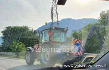 Taglio erba sulla provinciale ad Albino, code in entrambi i sensi di marcia - Valseriana News
