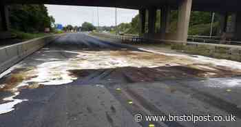 Traffic services show fuel spill that has closed M5 near Bristol