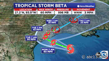 Houston weather forecast: Beta's outer rain bands expected to start rolling in Sunday - KTRK-TV