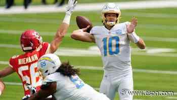 Chargers' Herbert gets start with Taylor hurt