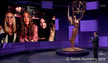 Jennifer Aniston joined by Courteney Cox and Lisa Kudrow at 2020 Emmys