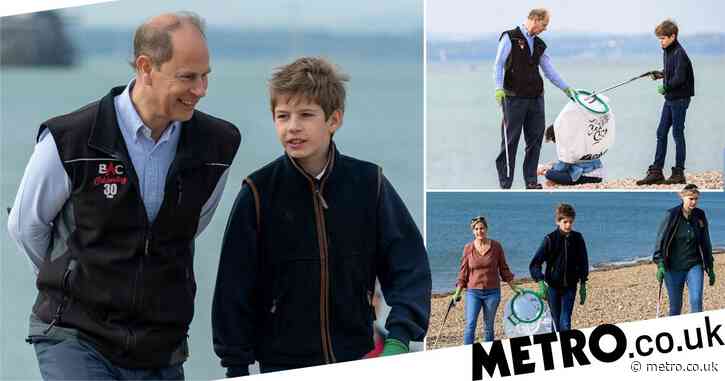 Royals take their children for a day out litter picking