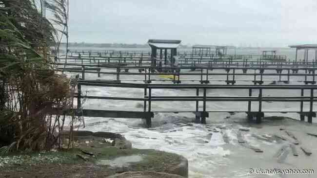 Tropical Storm Beta Lashes Coastline of Kemah, Texas