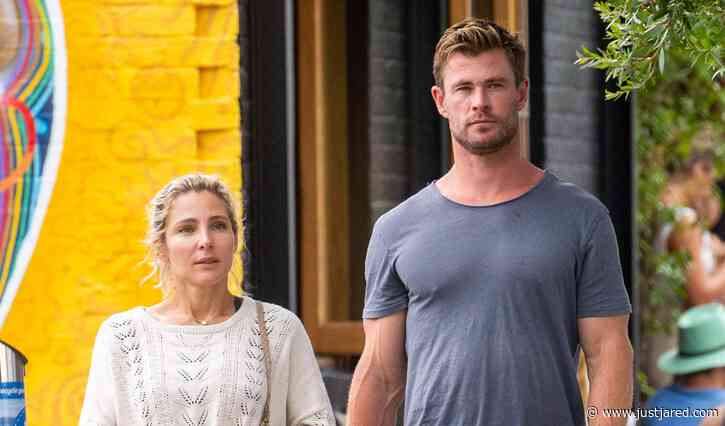Chris Hemsworth Goes Barefoot While Leaving a Restaurant with Wife Elsa Pataky