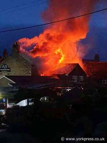 Firefighters battle large fire at the Cresswell Arms in Appleton-le-Street
