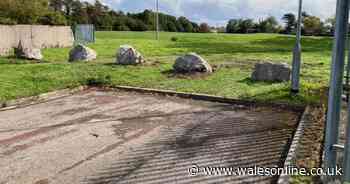 Large boulders placed in park after caravans parked there