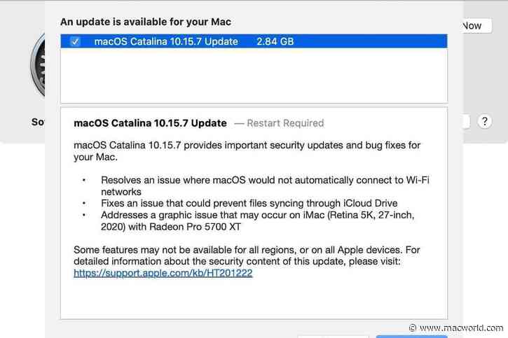 macOS Catalina 10.15.7 update is now available