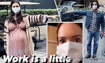 Pregnant Mandy Moore gives a behind the scenes look on set for This Is Us fifth season