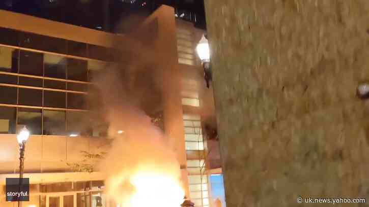 Molotov Cocktail Thrown Toward Police During Protest in Portland