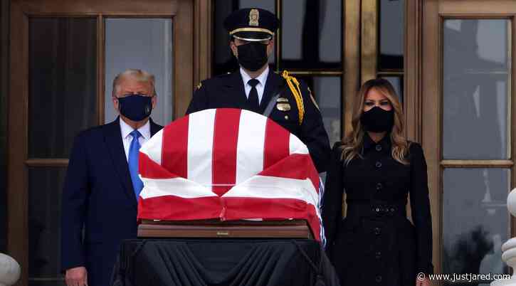 Donald Trump Gets Booed, Crowd Chants 'Vote Him Out' While Paying Respects to RBG at Supreme Court (Video)