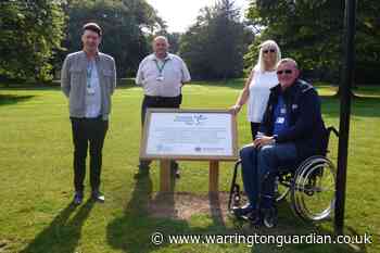 Plaque at Walton Gardens to mark Disability Awareness Day