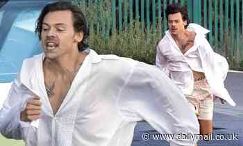 Harry Styles runs along the Amalfi Coast as he films music video for Golden