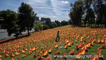 Flags fly for pandemic victims in Spanish park