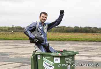 World's fastest wheelie bin smashes record at Elvington Airfield