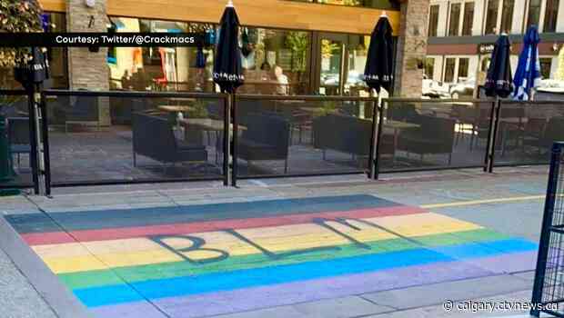 Calgary Pride takes BLM graffiti on pride crosswalk in stride