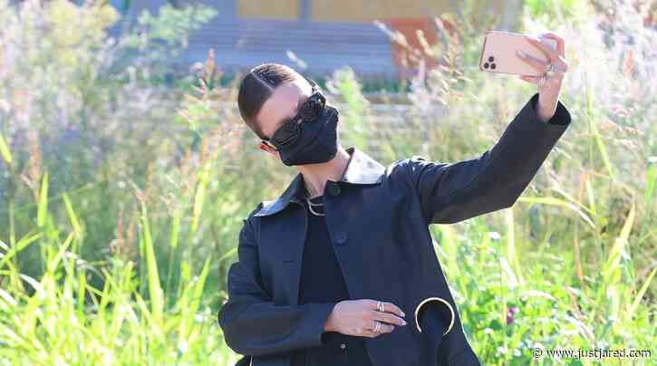 Hailey Bieber Snaps a Selfie With Her Giant Billboard in Milan
